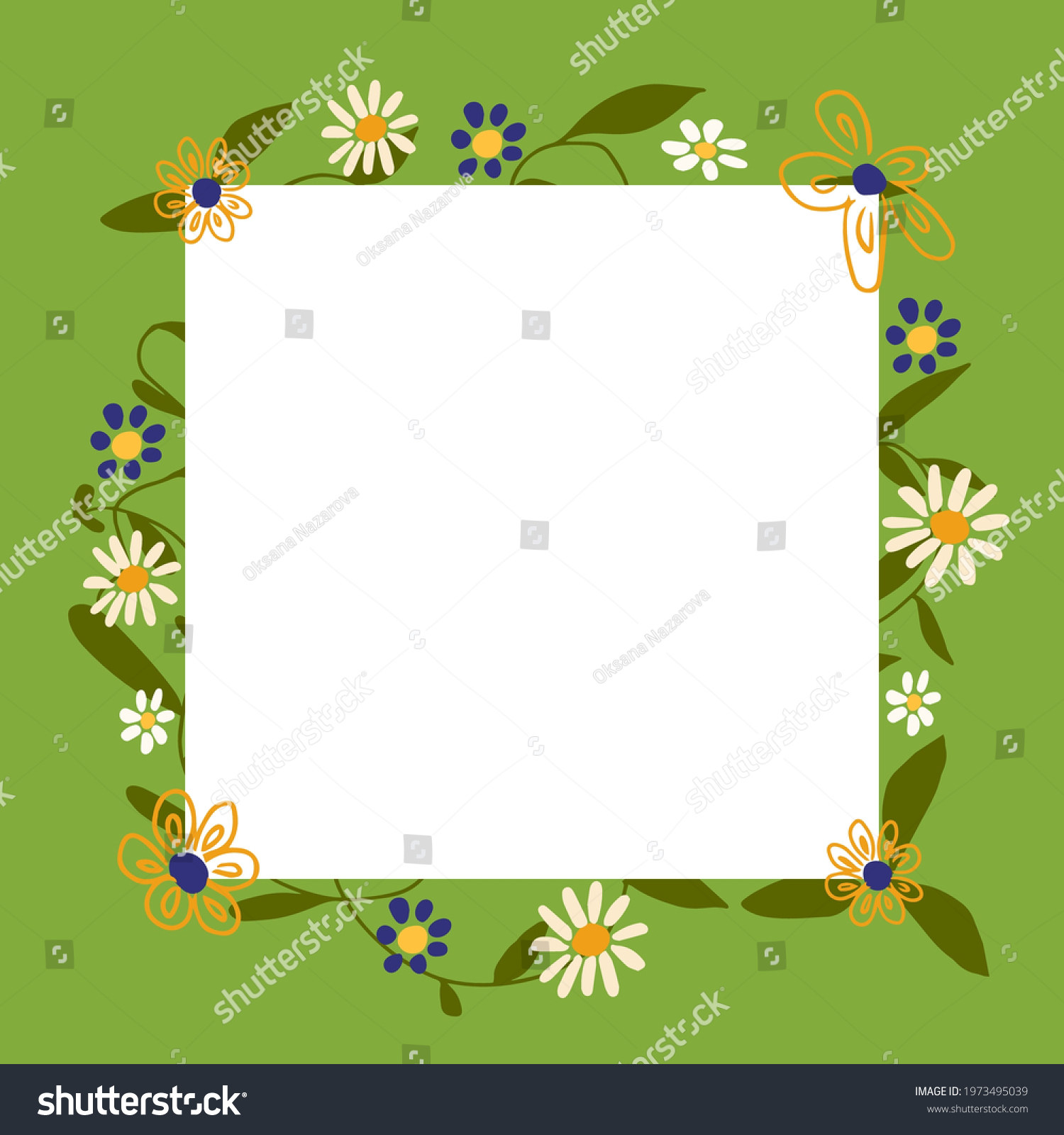 Frame Border Design Cute Flowers Leaves Stock Vector (Royalty Free ...