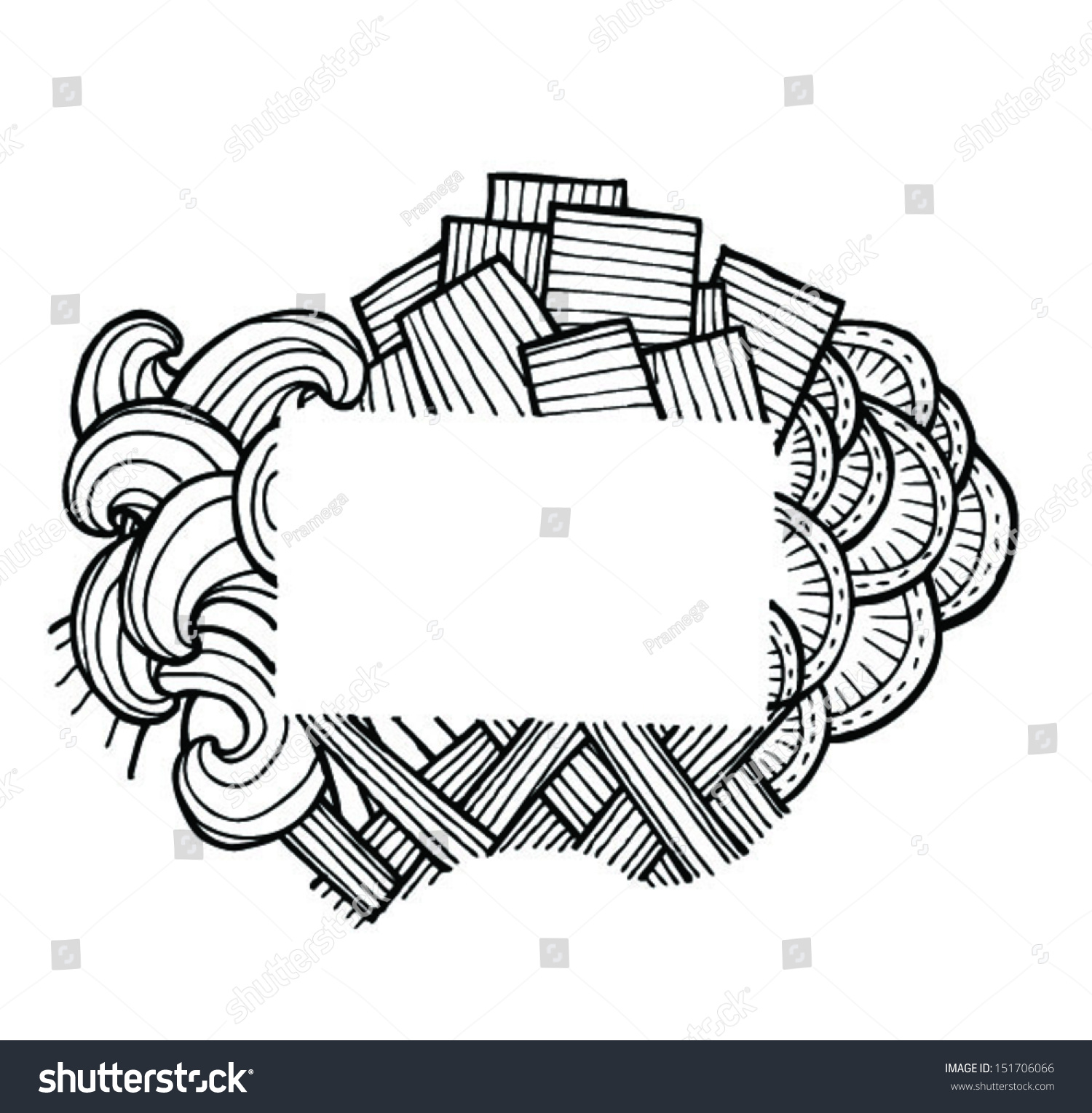 Frame Doodle Simple Drawing Black Lines Stock Vector Royalty Free