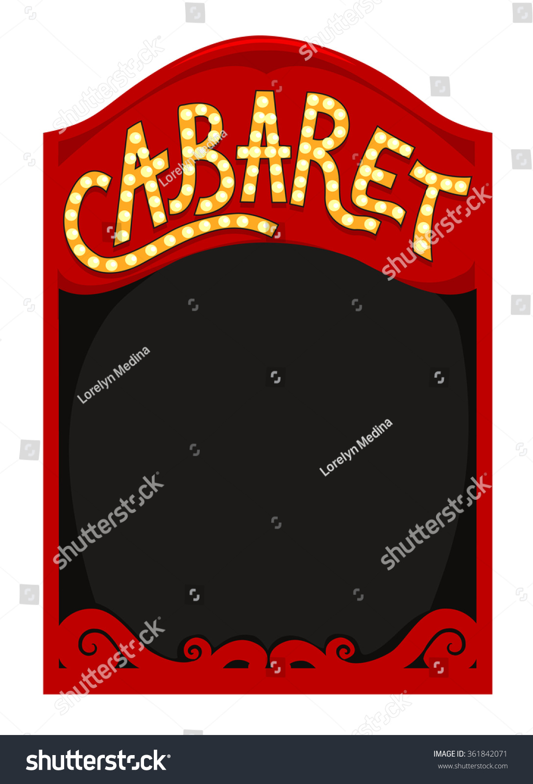 SVG of Frame Illustration Featuring a Red Box with the Word Cabaret Written Above It svg