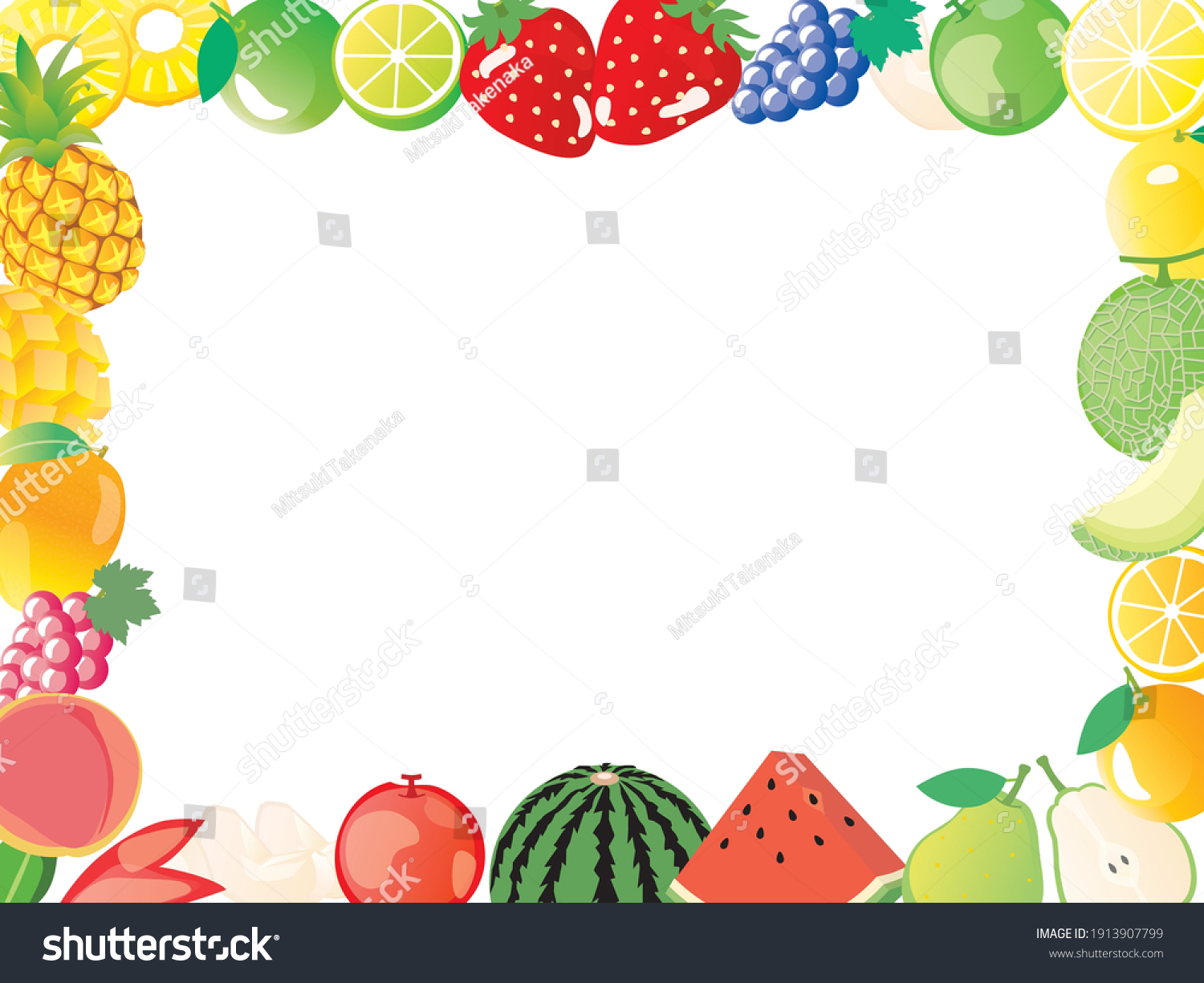 Frame Illustration Various Fruit Stock Vector (Royalty Free) 1913907799 ...