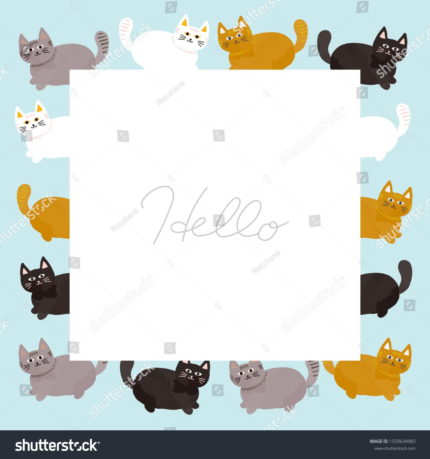 Frame Cats Light Blue Background Vector Stock Vector (Royalty Free ...
