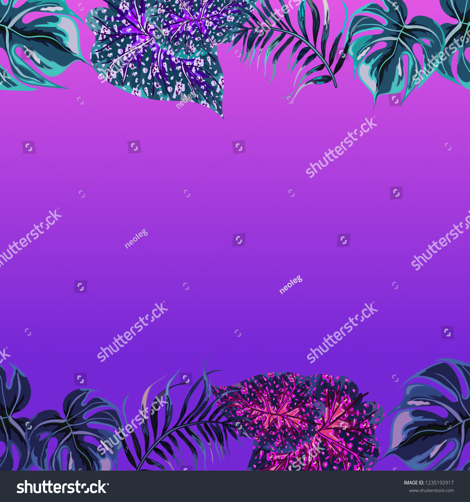 Frame Tropical Leaves Stock Vector (Royalty Free) 1235192917