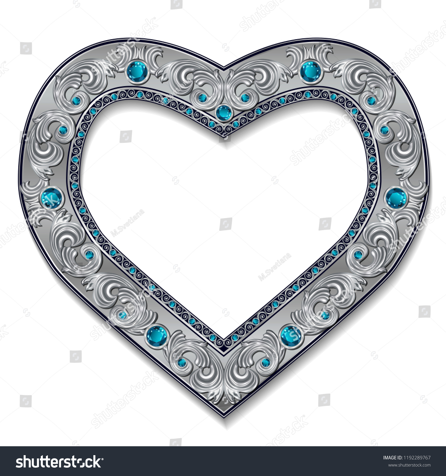 SVG of frame silver color with blue topaz on white background svg