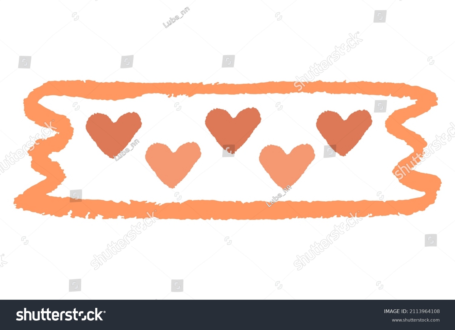 SVG of Frame with hearts. Sticker, tape, ticket, paper. Drawn in pencil by hand. Torn texture.

 svg