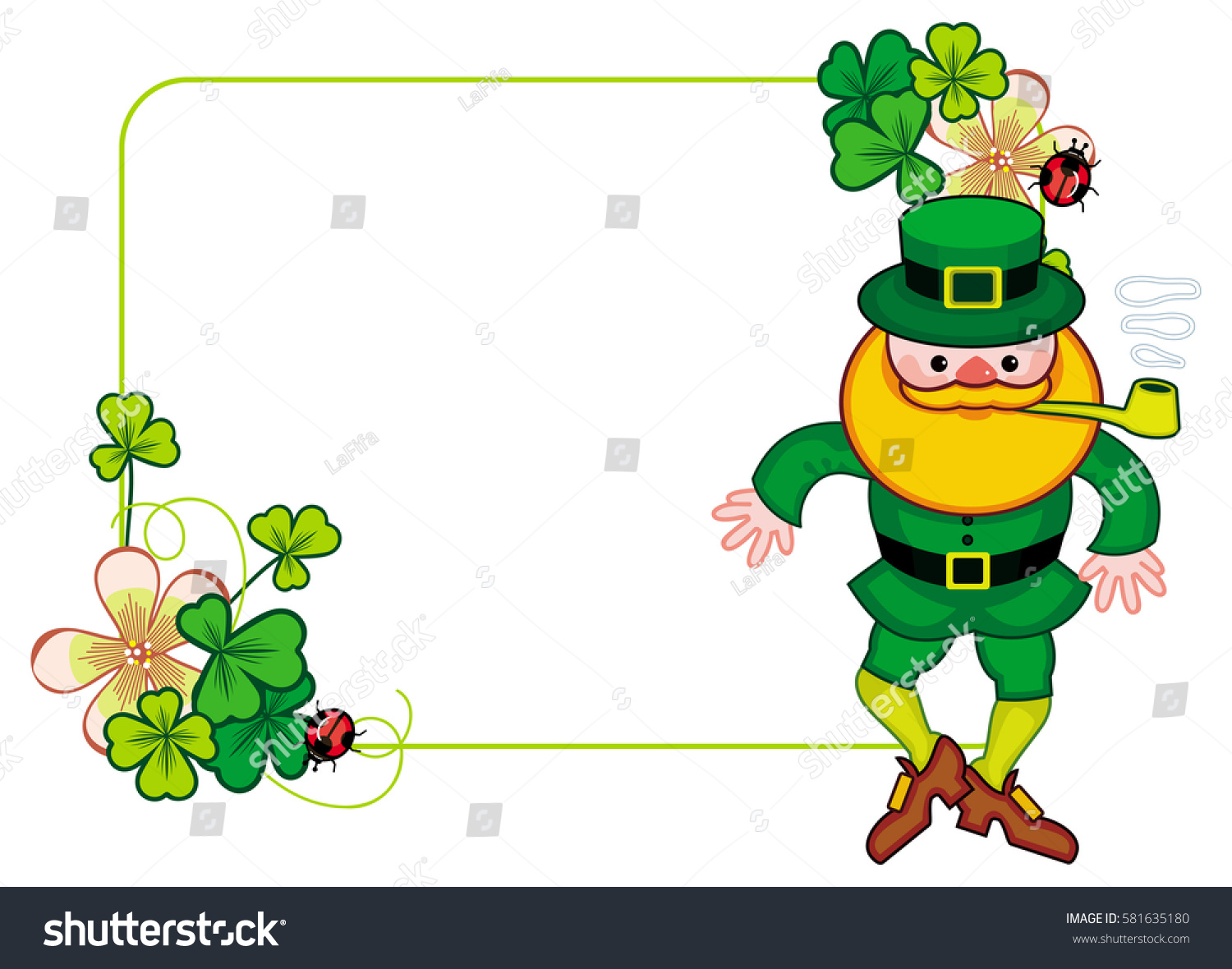 Uncategorized Leprechaun Pot frame shamrock leprechaun pot gold st stock vector 581635180 with and a of patrick day background