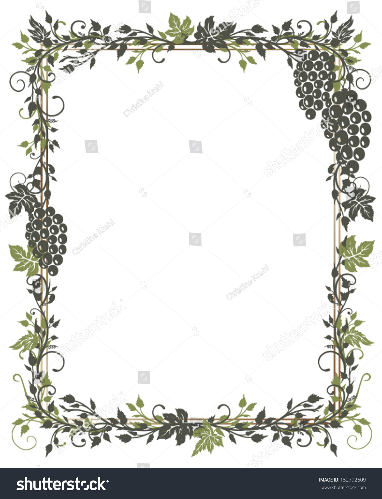 Frame With Vine Leaves Stock Vector Illustration 152792609 : Shutterstock