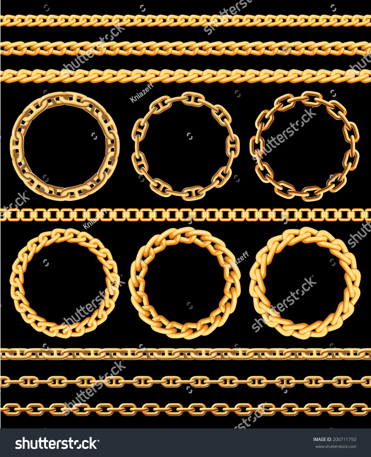 Frames And Borders Made Of Golden Chains. Vector Illustration ...