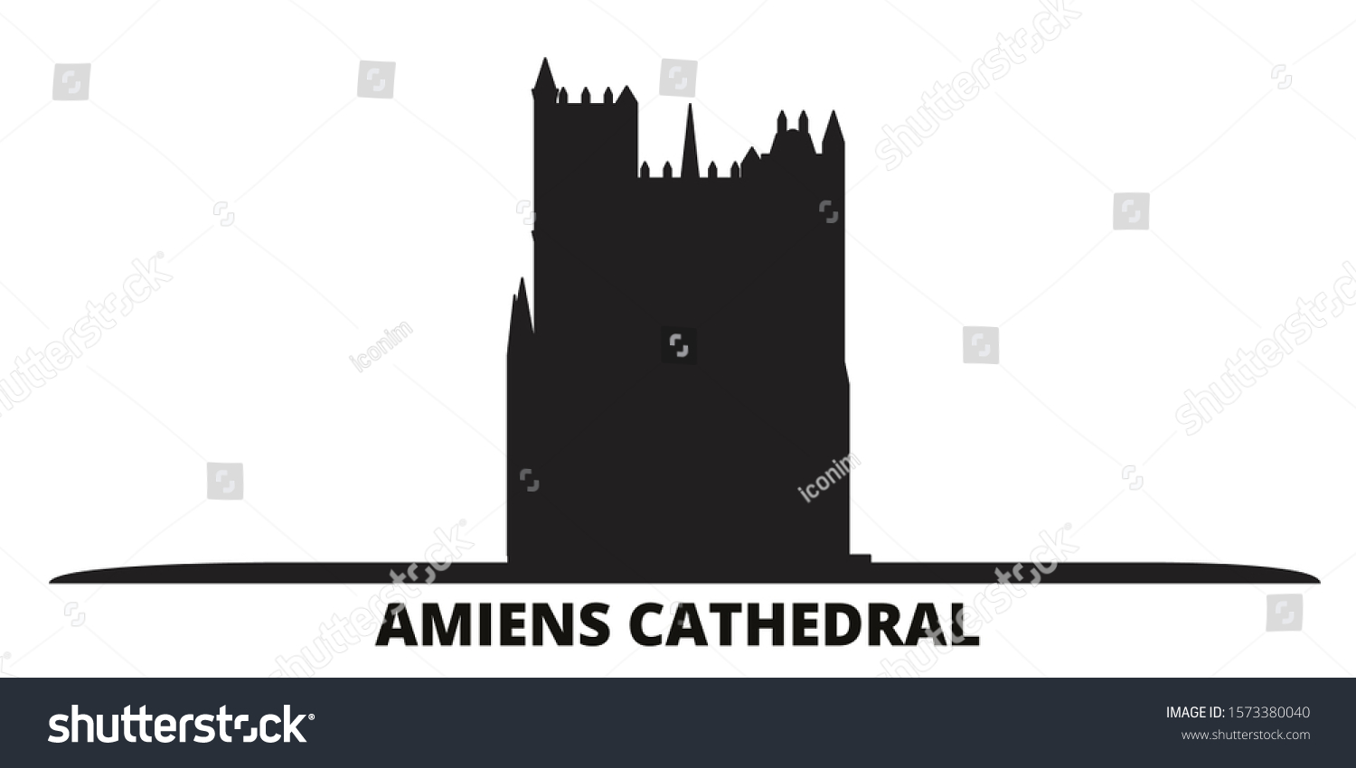 SVG of France, Amiens Cathedral city skyline isolated vector illustration. France, Amiens Cathedral travel black cityscape svg