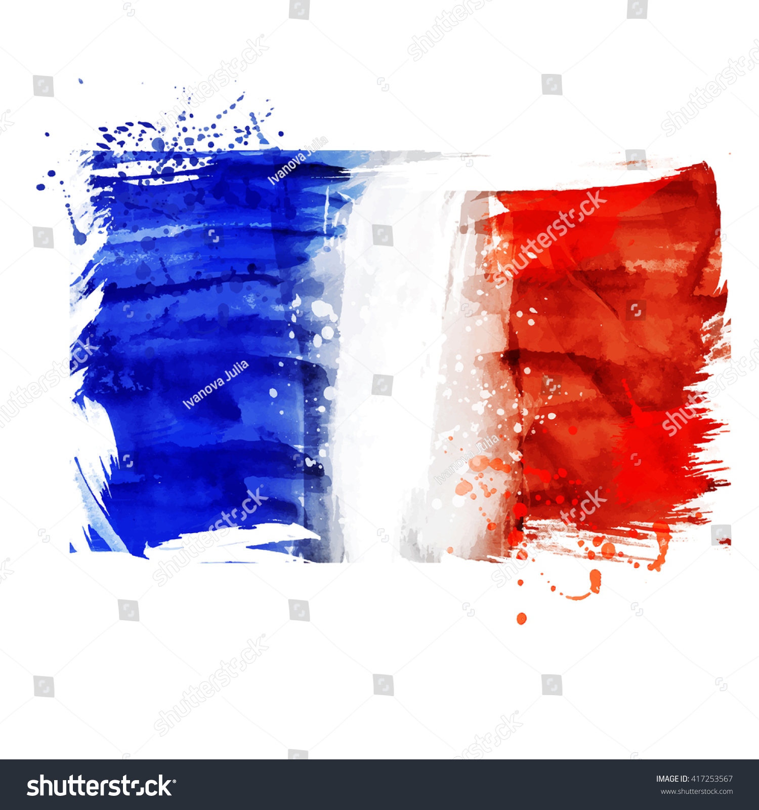 France Hand Painted National Flag Stock Vector 417253567 - Shutterstock