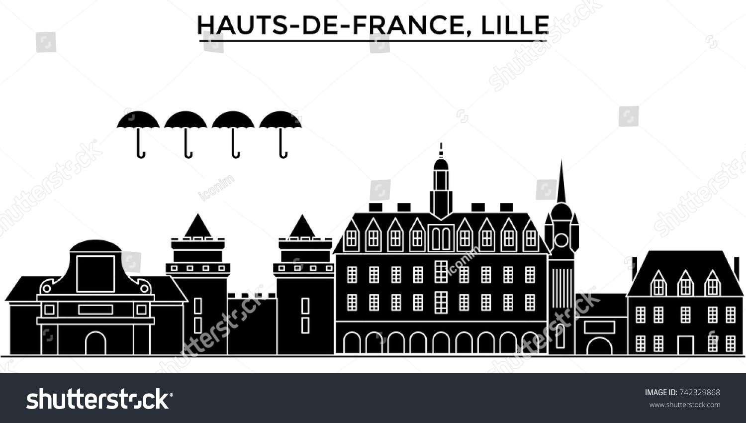 SVG of France, Hauts De France, Lille architecture vector city skyline, travel cityscape with landmarks, buildings, isolated sights on background svg