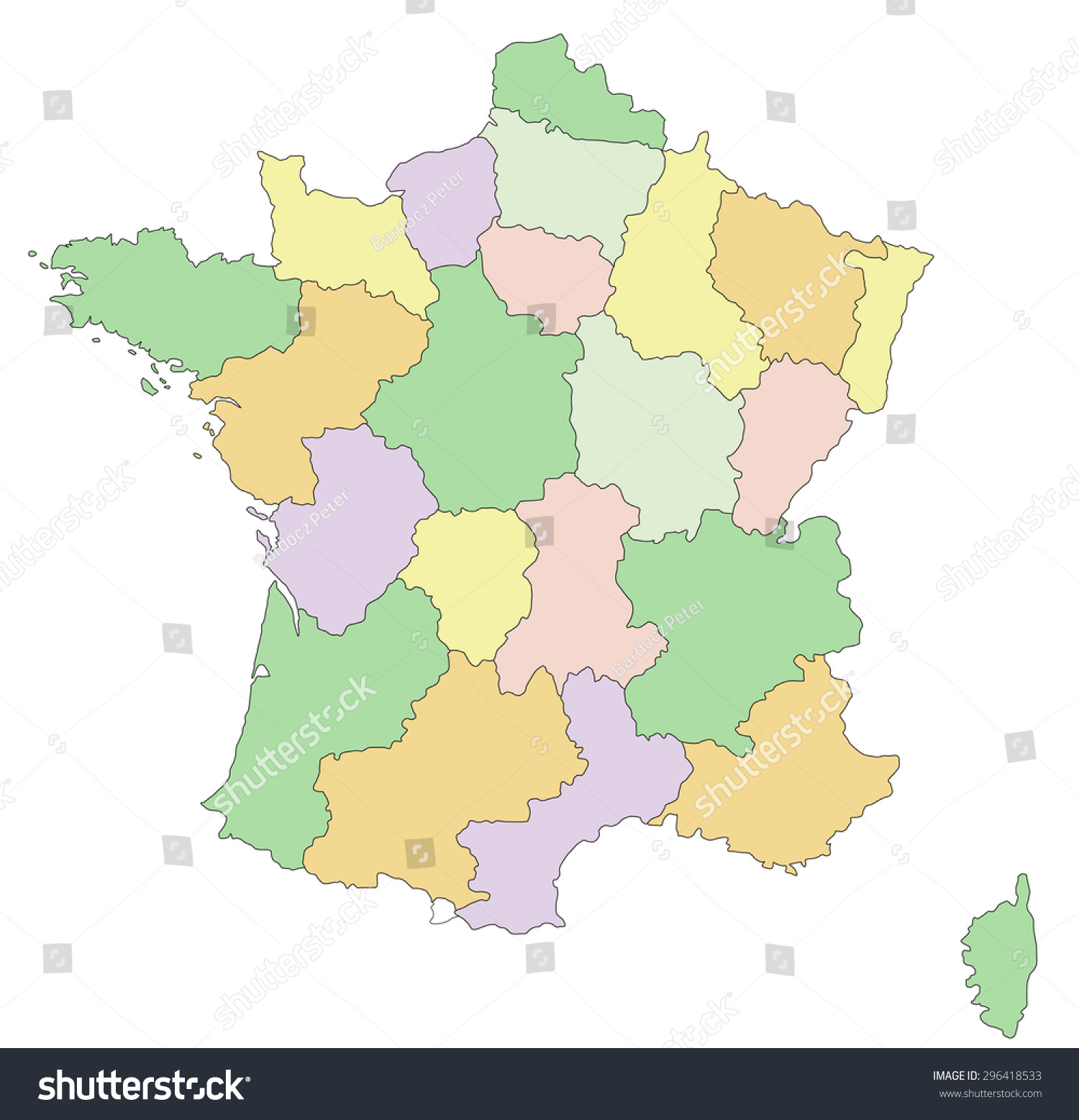 France Highly Detailed Editable Political Map Stock V 3644