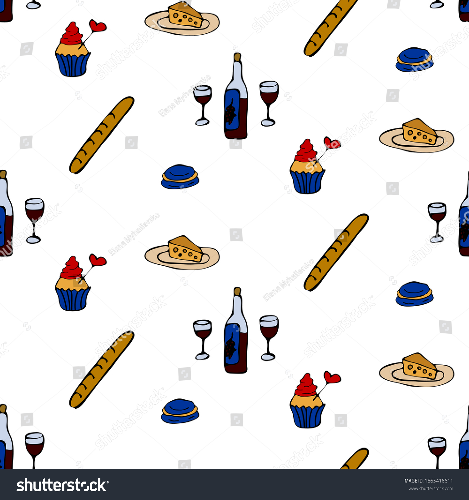 France Icons Seamless Pattern Sketch Vector Stock Vector Royalty Free Shutterstock