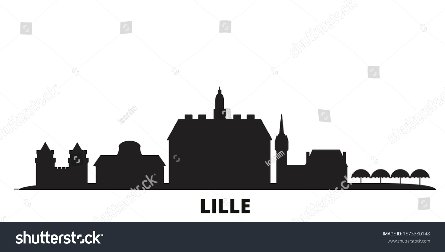 SVG of France, Lille city skyline isolated vector illustration. France, Lille travel black cityscape svg