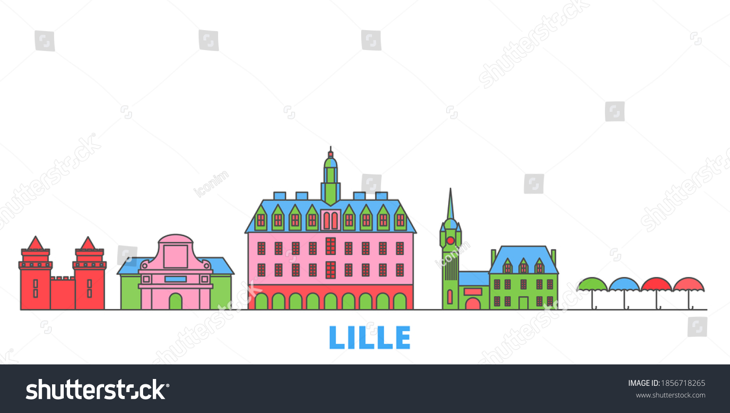 SVG of France, Lille line cityscape, flat vector. Travel city landmark, oultine illustration, line world icons svg