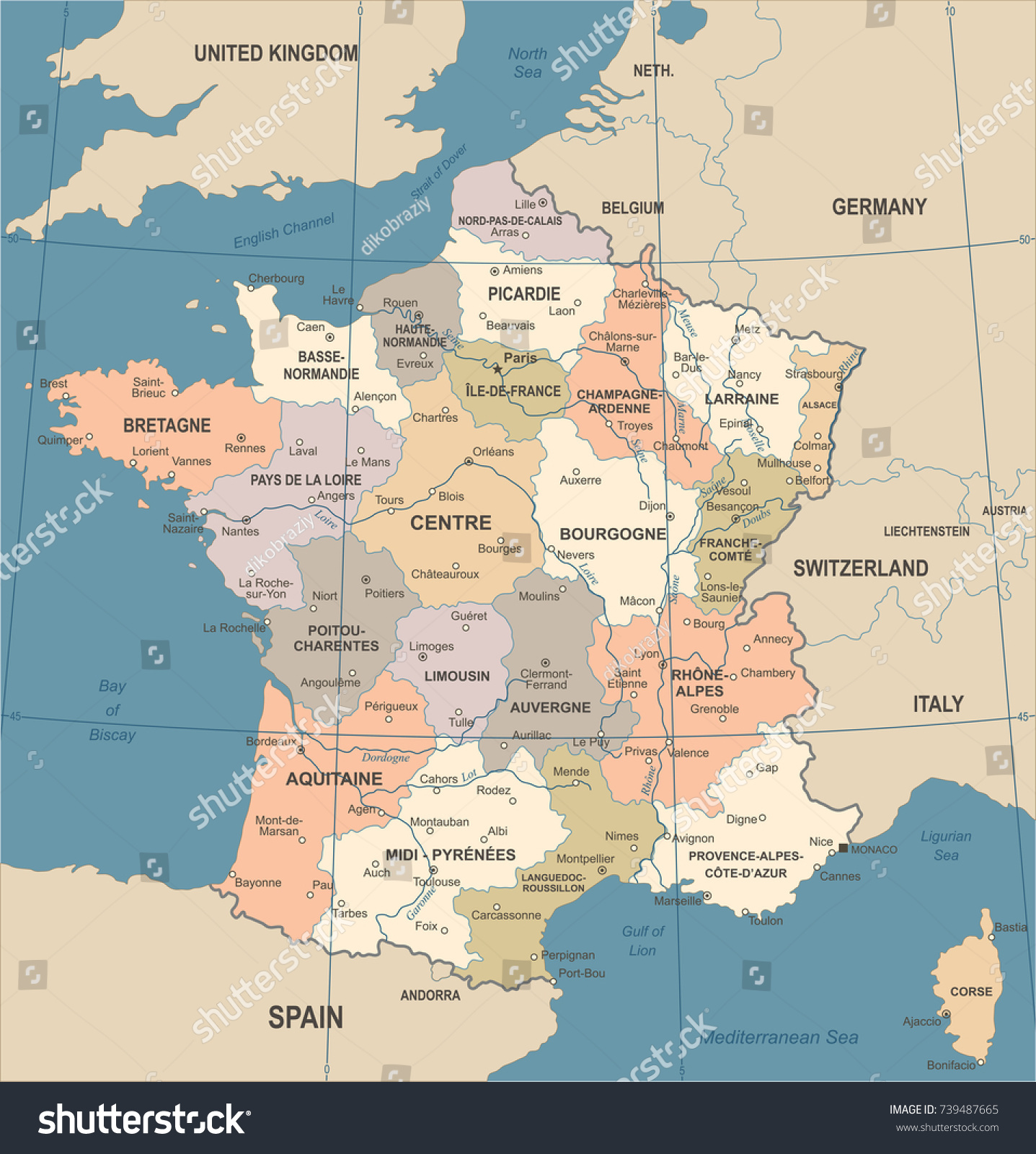 France Map Vintage Detailed Vector Illustration Stock Vector (Royalty ...