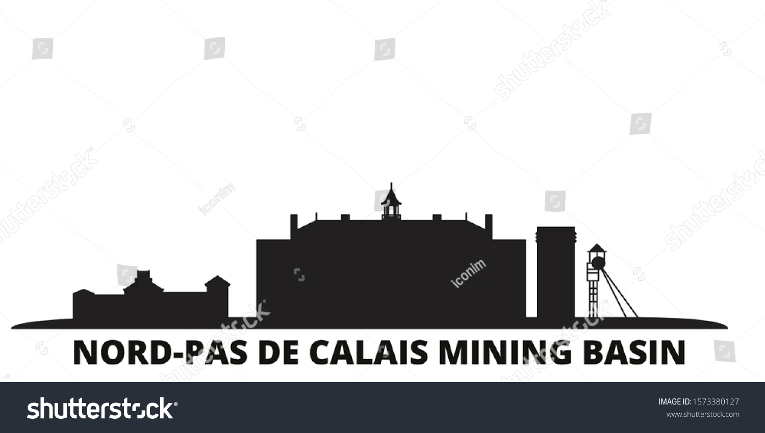 SVG of France, Nord Pas De Calais Mining Basin city skyline isolated vector illustration. France, Nord Pas De Calais Mining Basin travel black cityscape svg