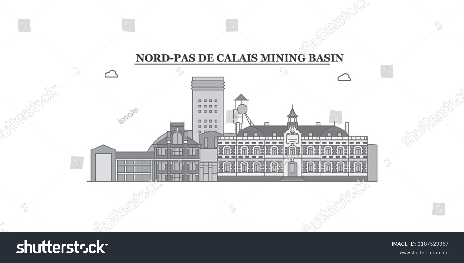 SVG of France, Nord-Pas De Calais Mining Basin city skyline isolated vector illustration, icons svg