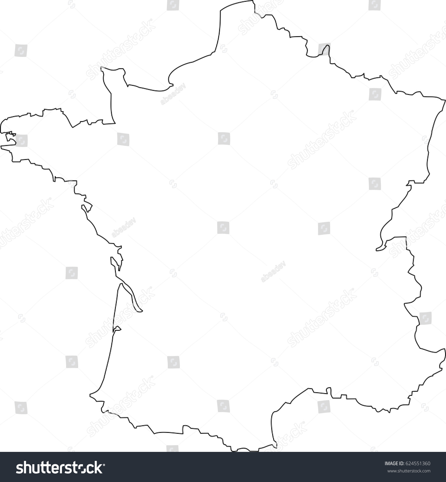 France Outline Map Stock Vector (Royalty Free) 624551360