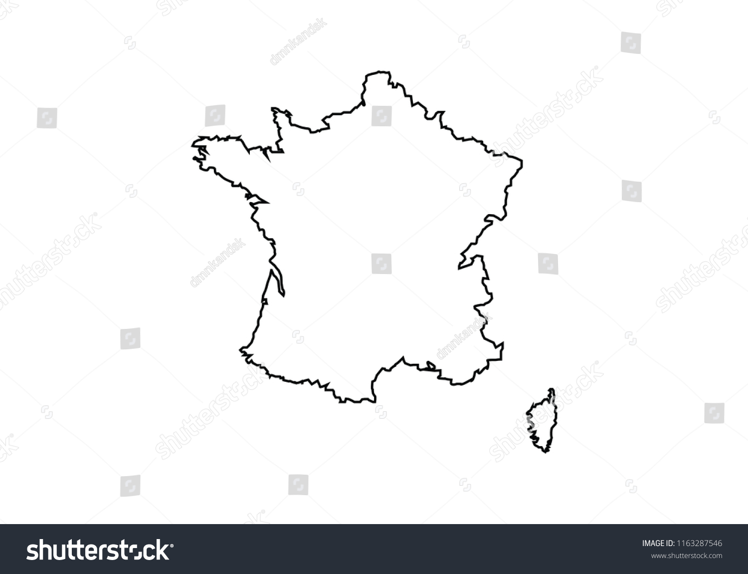 France Outline Map National Borders Country Stock Vector (Royalty Free ...