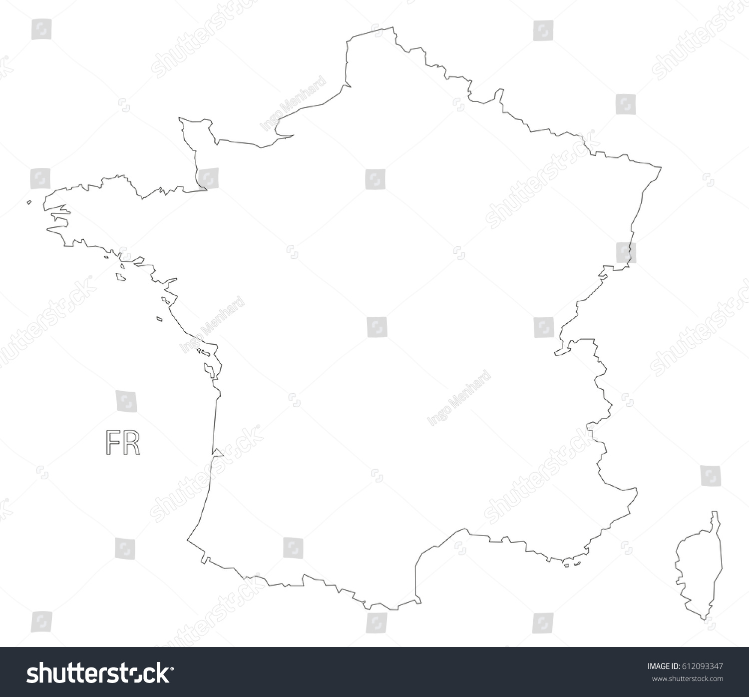 France Outline Silhouette Map Illustration Stock Vector (Royalty Free ...