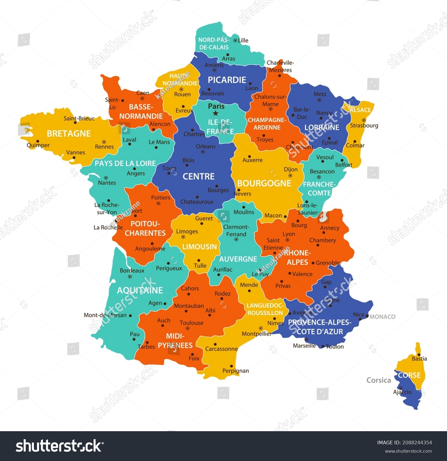 France Vector Map High Detailed Illustration Stock Vector (Royalty Free ...