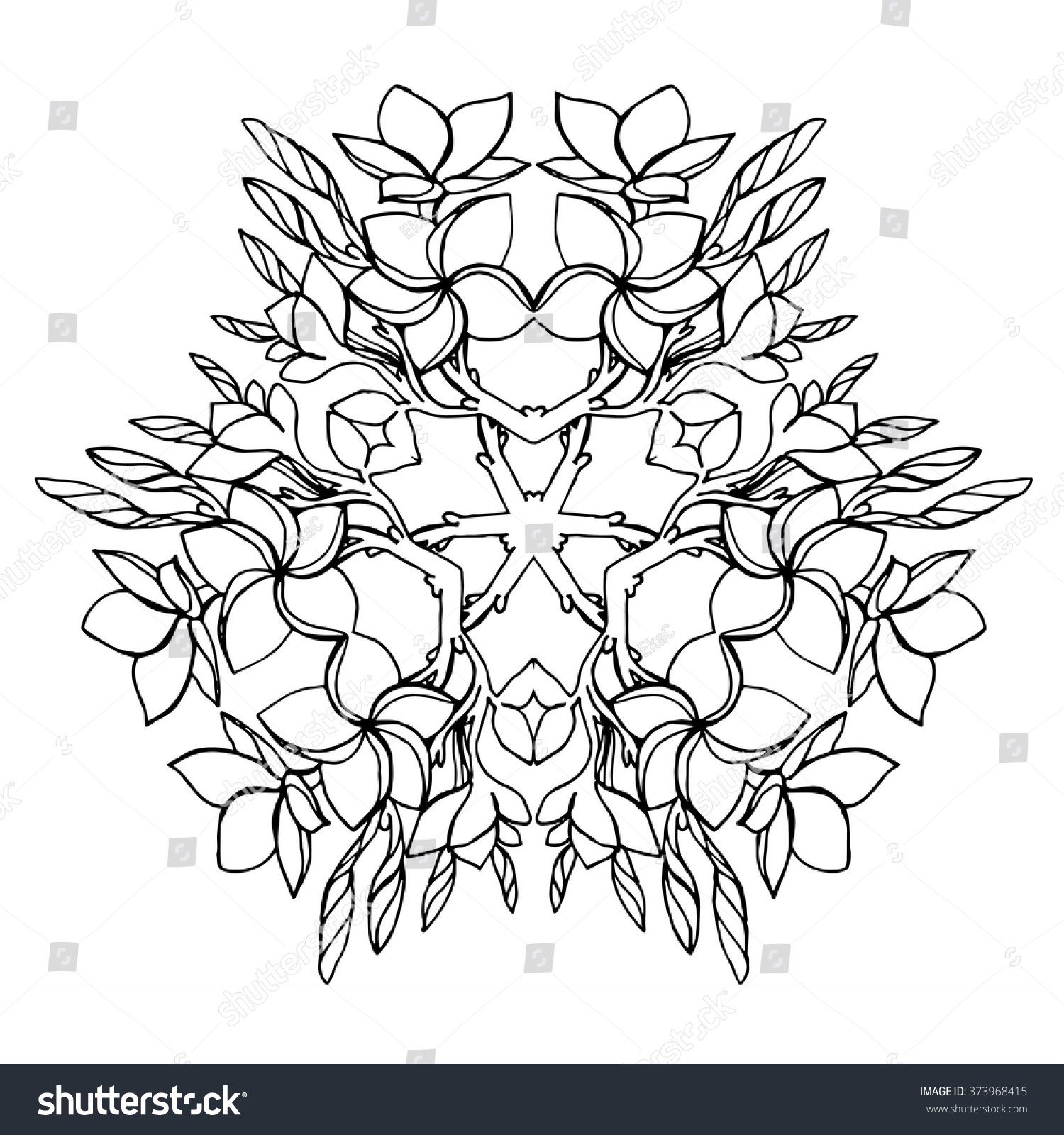 Frangipani Flower Plumeria Bouquet Vector Arrangement Floral Mandala ...