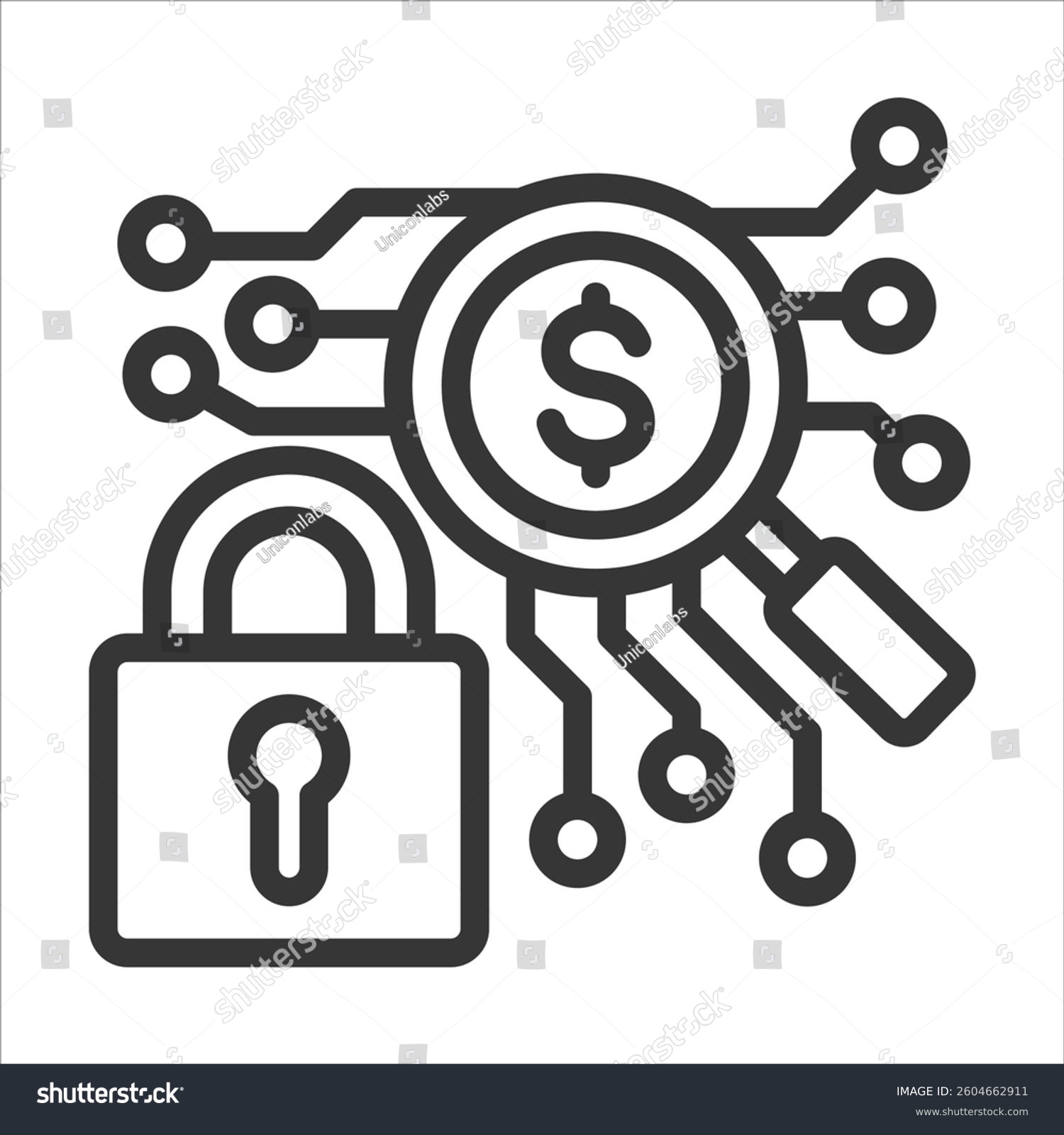 black digital security padlock and dollar sign clip art preview