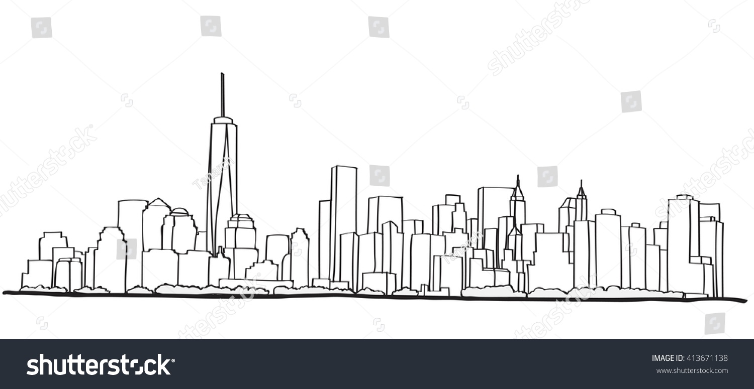 Free Hand Sketch New York City Stock Vector (Royalty Free) 413671138