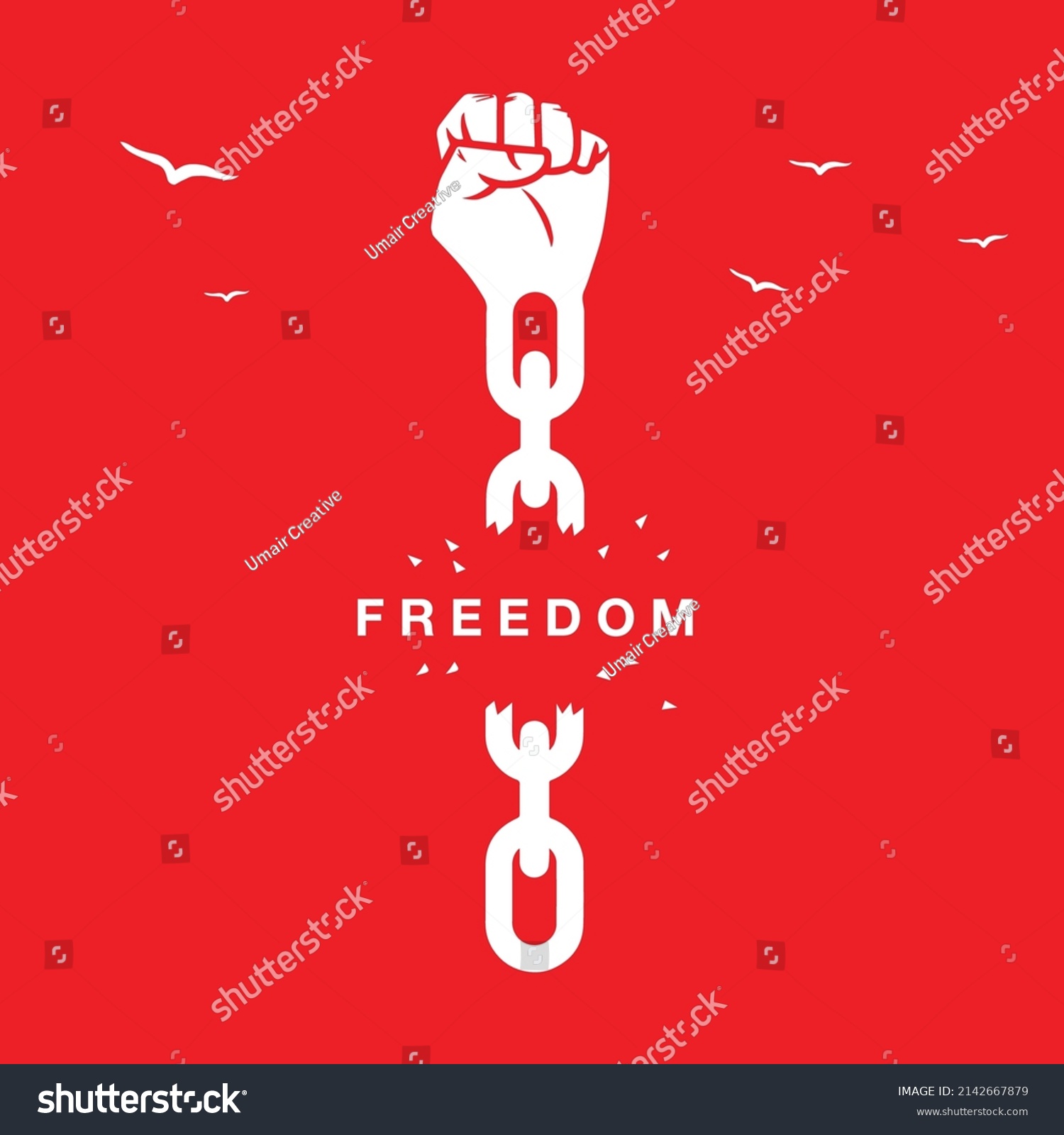 Freedom Day Human Hand Broken Chain Stock Vector (Royalty Free) 2142667879