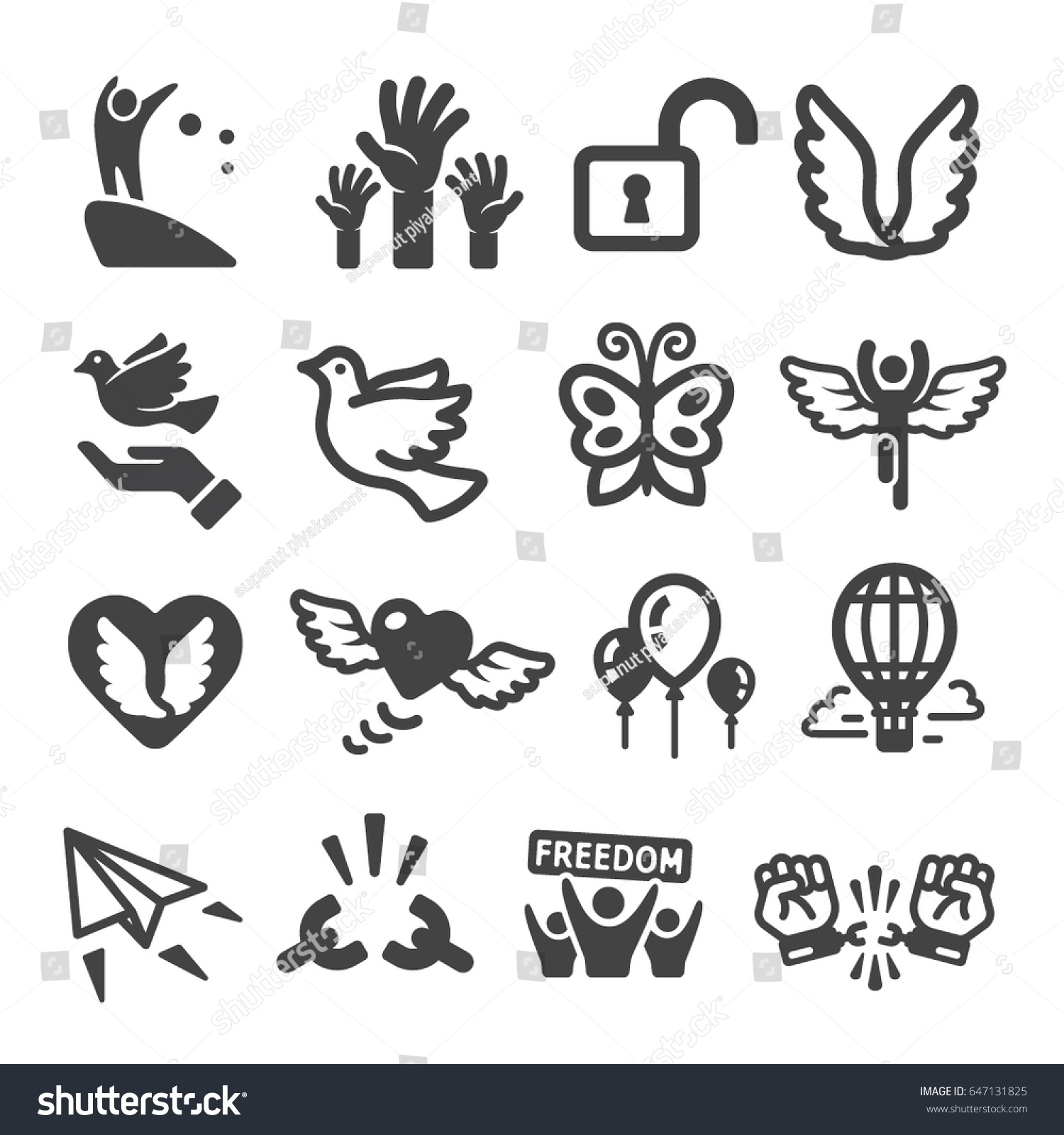 iconos de libertad: vector de stock (libre de regalías) 647131825