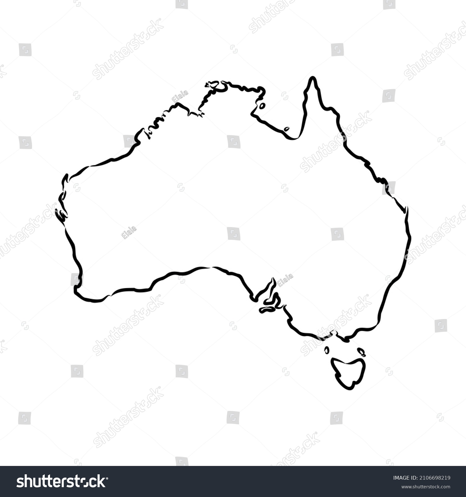 Freehand Australia Map Sketch On White Stock Vector (Royalty Free ...