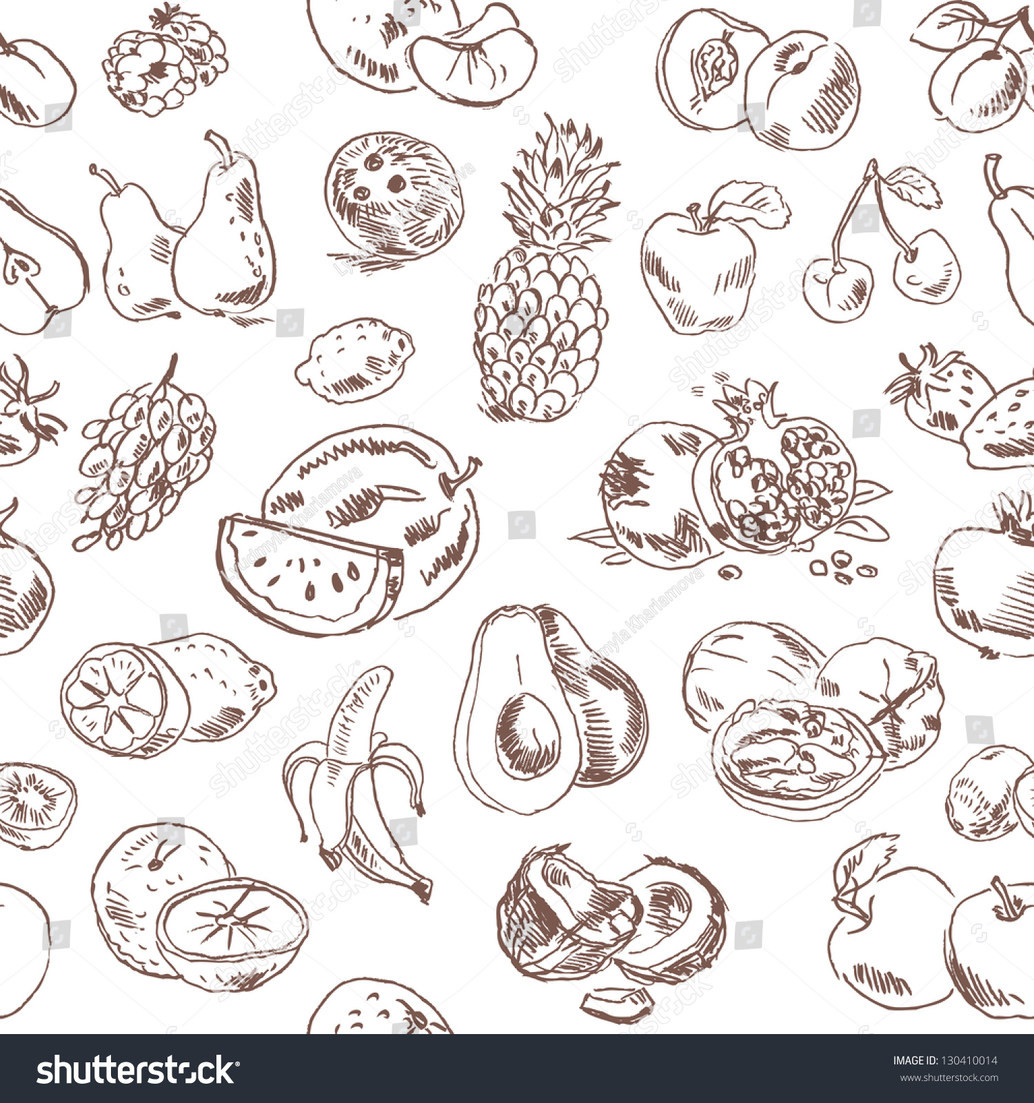 Freehand Drawing Fruit Vector Illustration Seamless Stock Vector 130410014 Shutterstock 