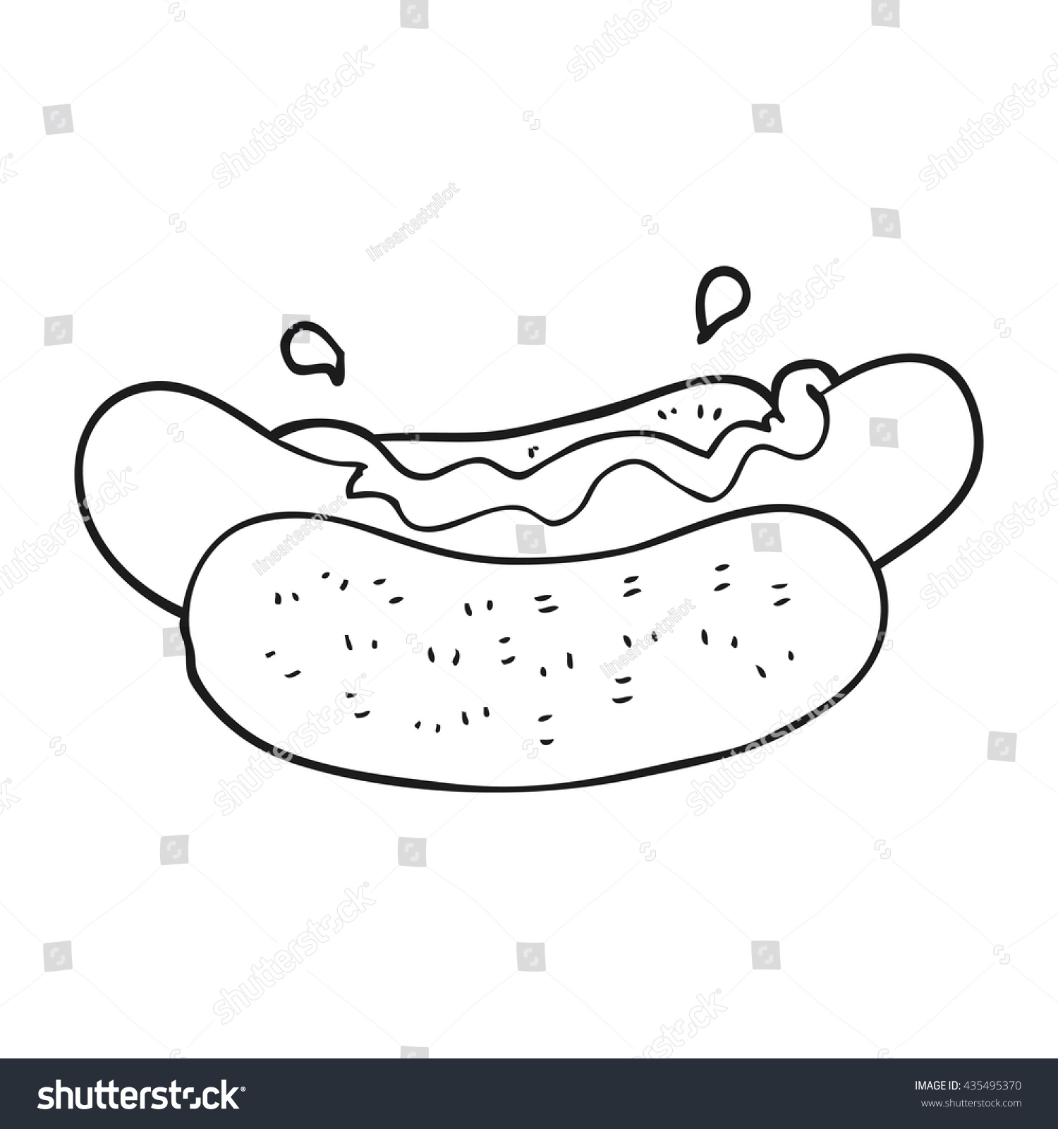 Freehand Drawn Black White Cartoon Hotdog Stock Vector (Royalty Free ...