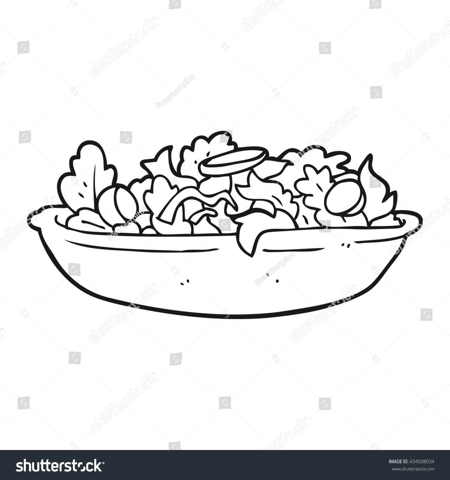 手描きの白黒の漫画サラダ のベクター画像素材 ロイヤリティフリー
