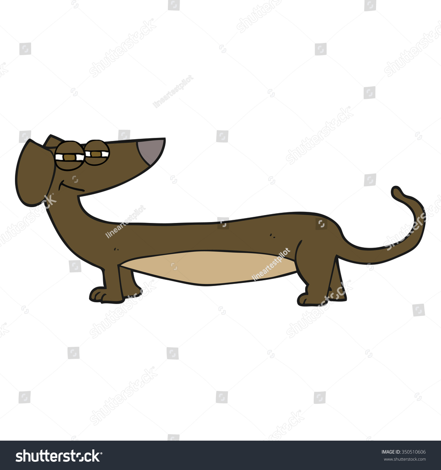 Freehand Drawn Cartoon Dachshund Stock Vector Illustration 350510606