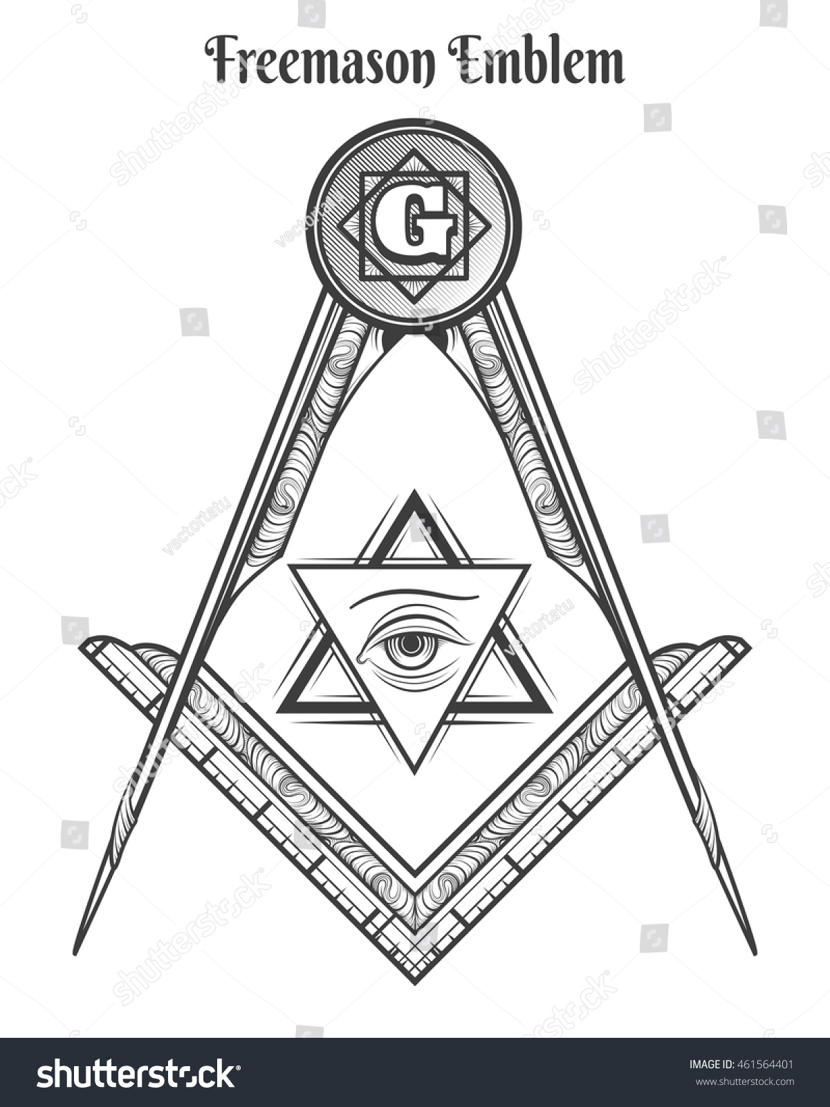 Freemason Square Compass Vector Freemasonry Signs 库存矢量图（免版税）461564401 ...