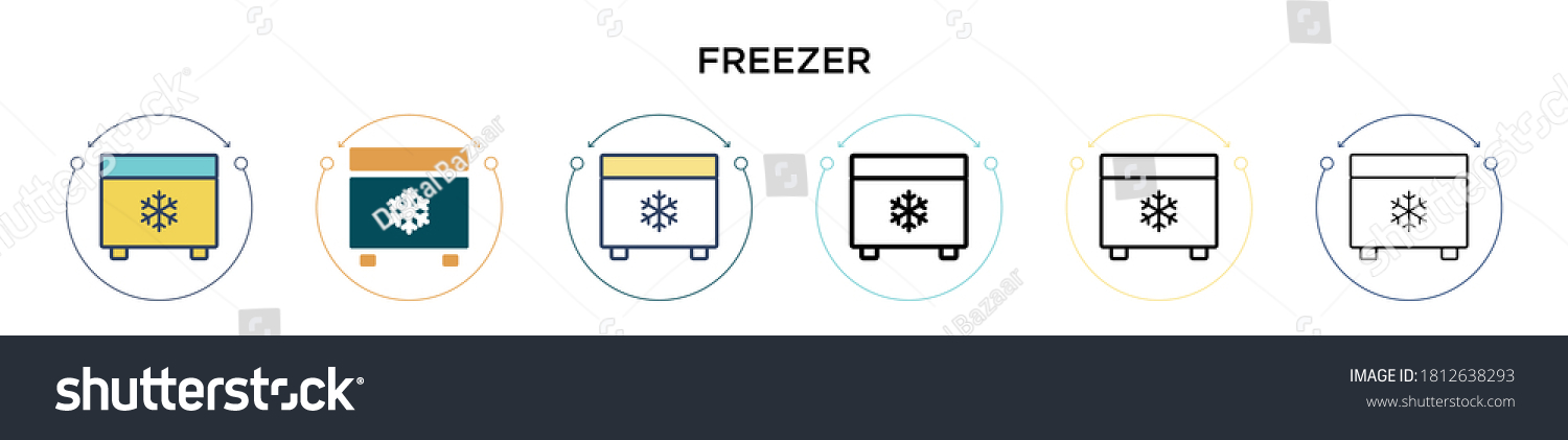 SVG of Freezer icon in filled, thin line, outline and stroke style. Vector illustration of two colored and black freezer vector icons designs can be used for mobile, ui, web svg