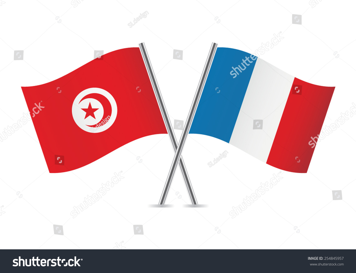 French Tunisian Flags Vector Illustration Stock Vector (Royalty Free ...