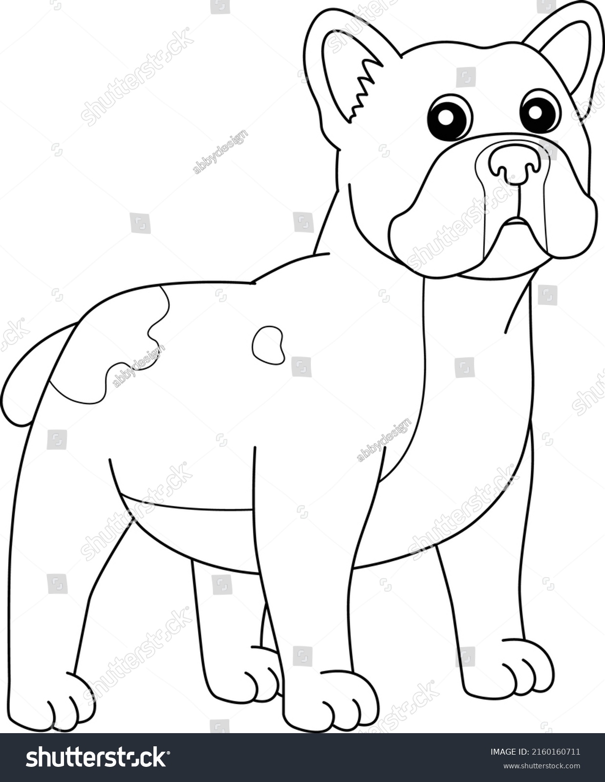 French Bulldog Dog Coloring Page Isolated Stock Vector (Royalty Free ...