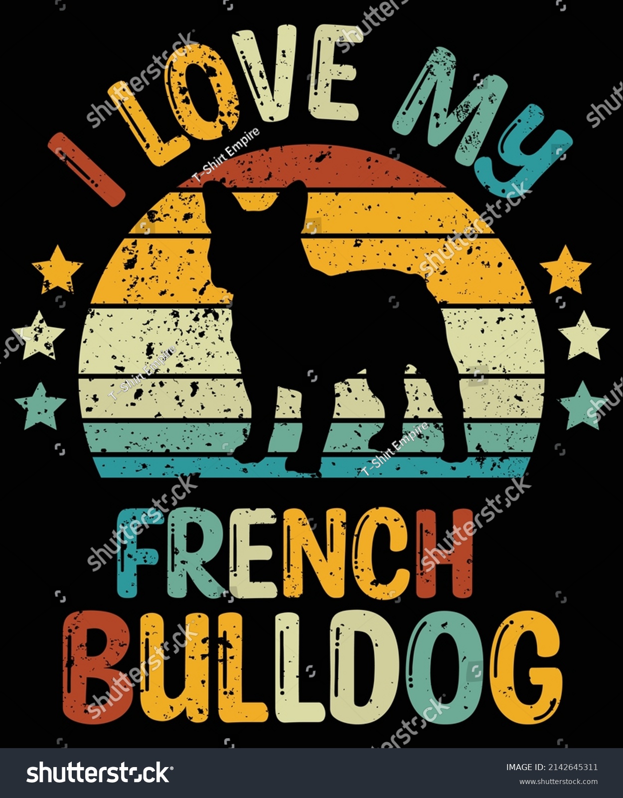 SVG of French Bulldog silhouette vintage and retro t-shirt design svg
