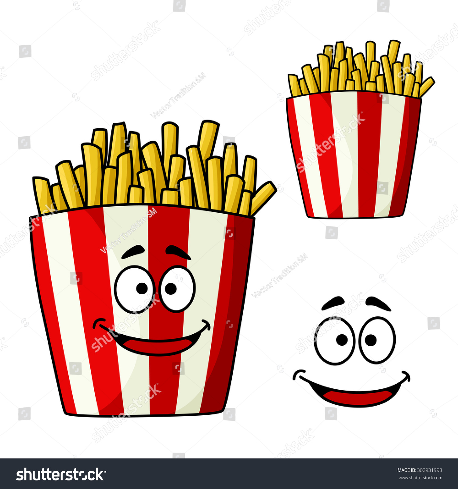 French Fries Cartoon Character Striped Takeaway Stock Vector 302931998 ...
