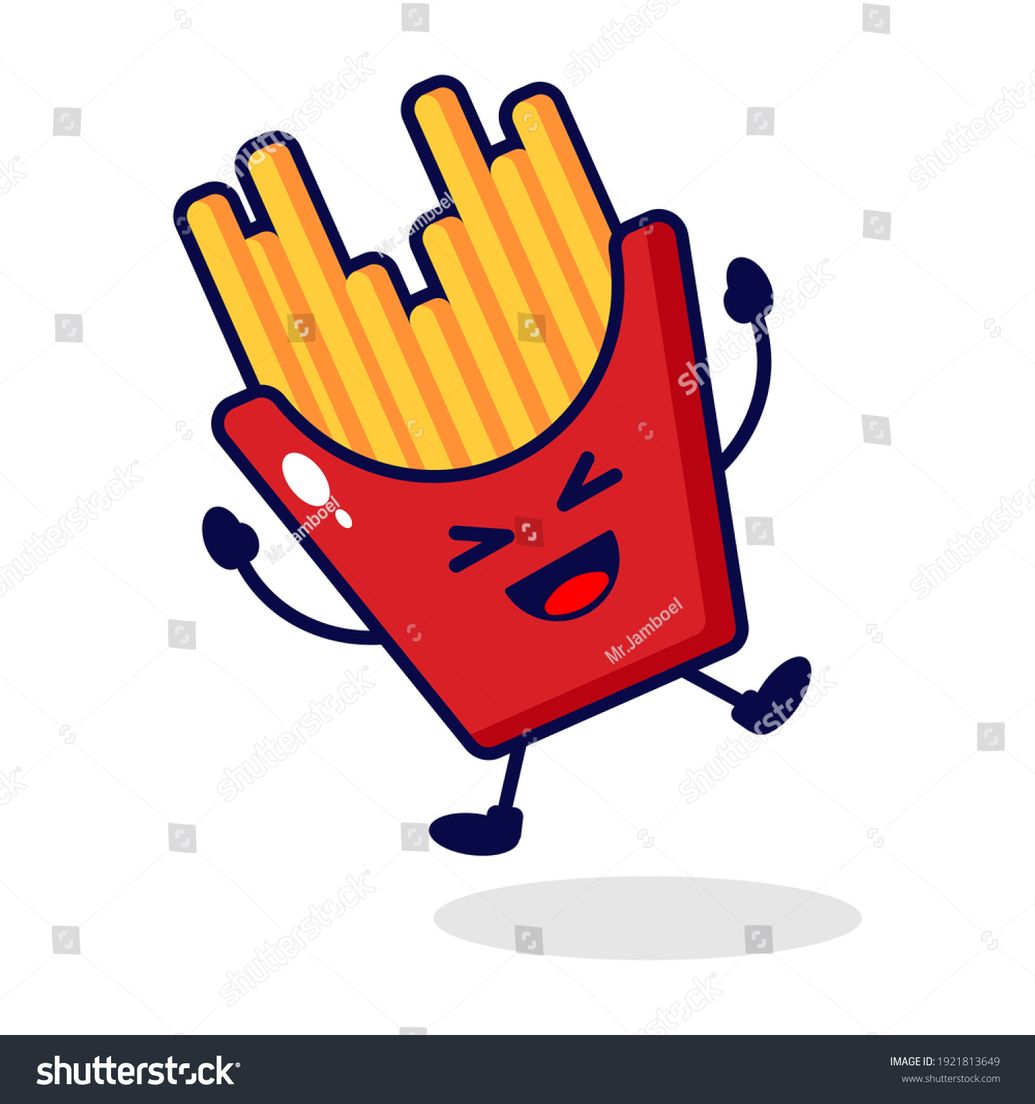 French Fries Happy Cute Character Illustration Stock Vector (Royalty ...