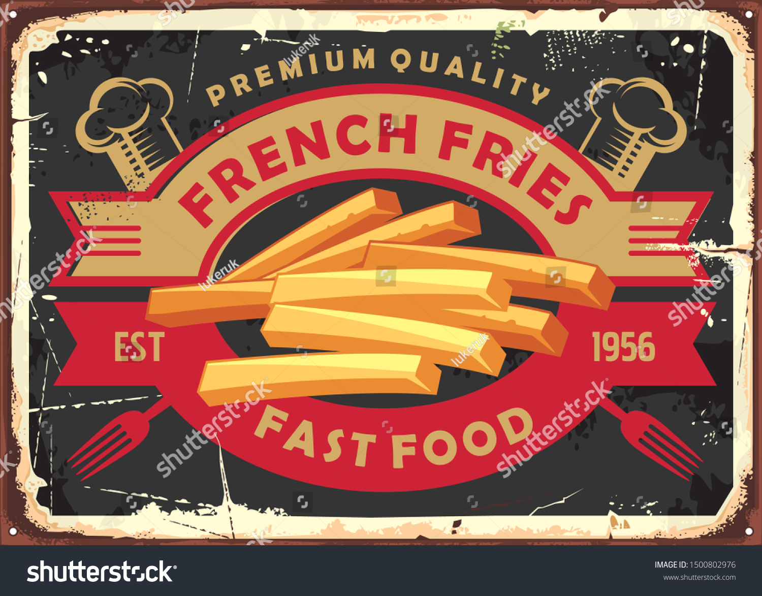 Fresh Cut French Fries metal sign 410mm x 300mm rh 