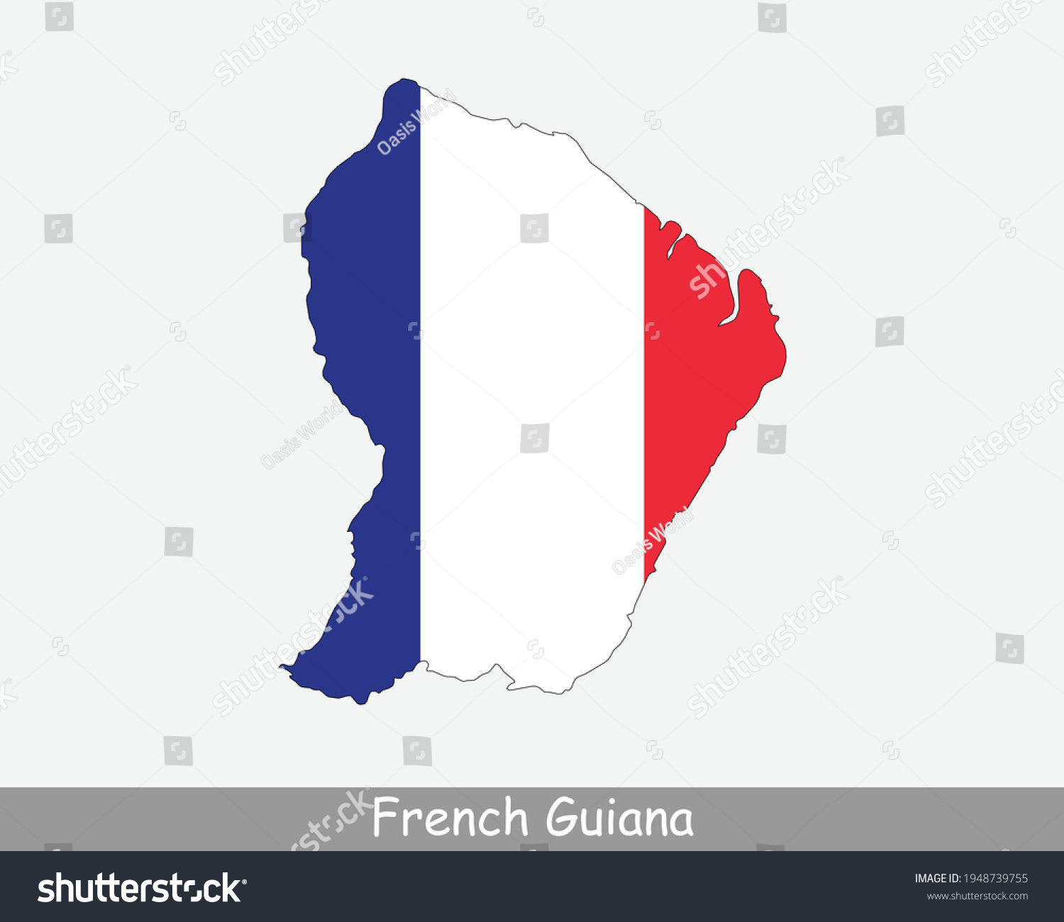 SVG of French Guiana Map Flag. Map of Guyane with French flag isolated on white background. Overseas department, region and single territorial collectivity of France. Vector illustration. svg