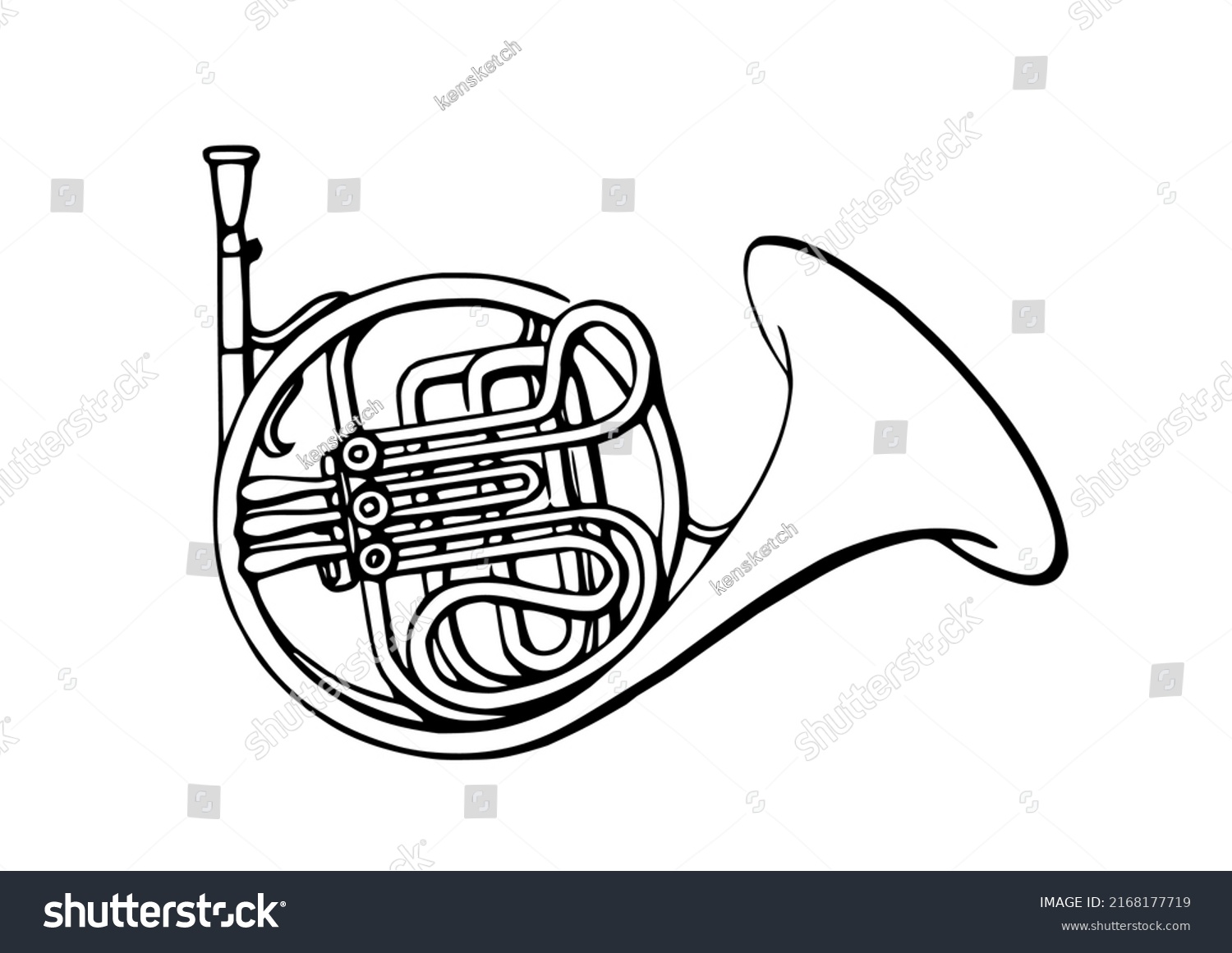 French Horn Instrument Musical Trumpet Stock Vector (Royalty Free ...