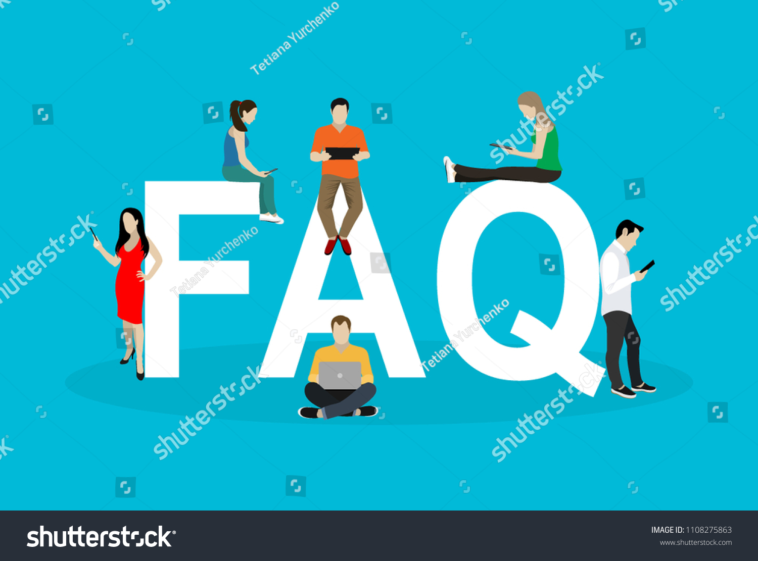 Frequently Asked Questions Concept Illustration Young Stock Vector Royalty Free 1108275863 3868