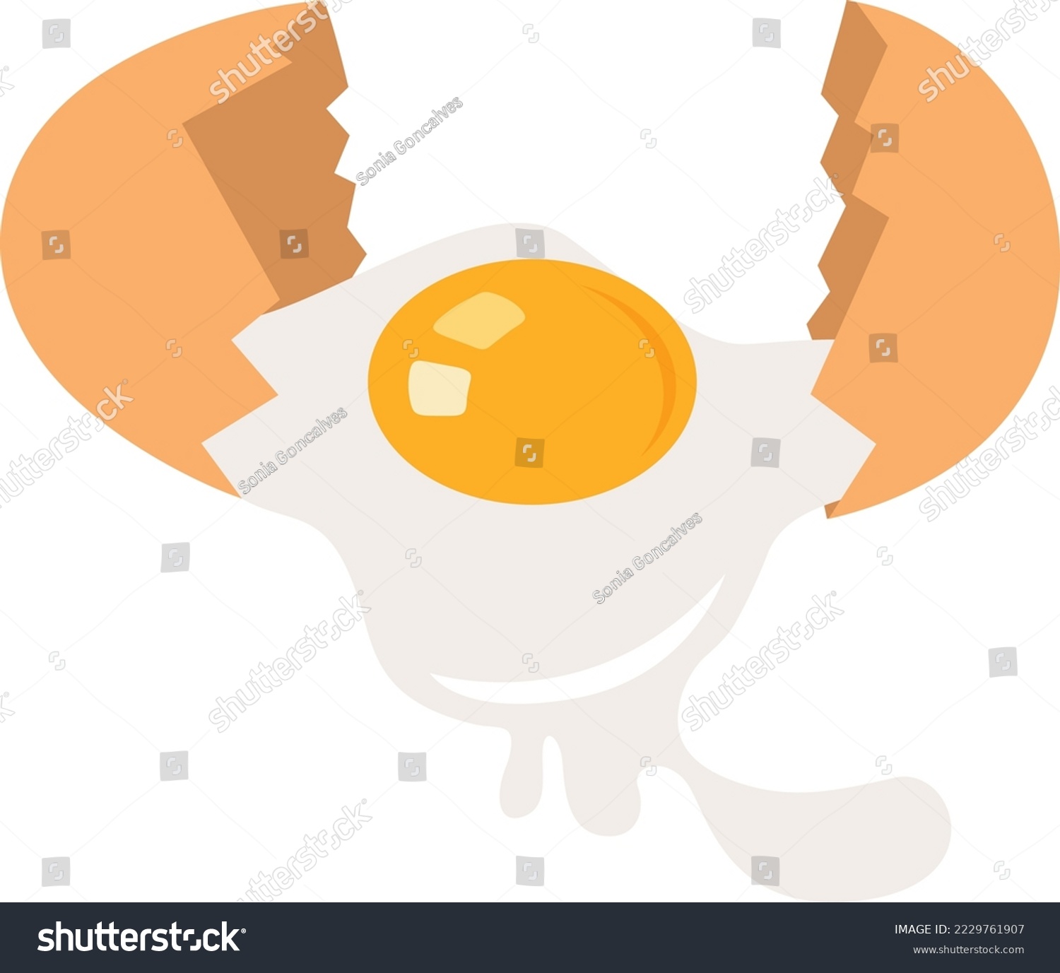 cracked egg with yolk, orange shell clip art preview