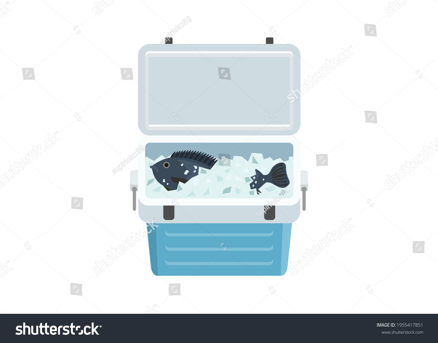 SVG of Fresh fish in icebox. Simple flat illustration svg