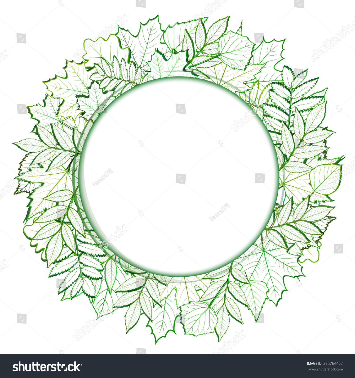 Download Fresh Green Leaves Round Border Vector Stock Vector ...