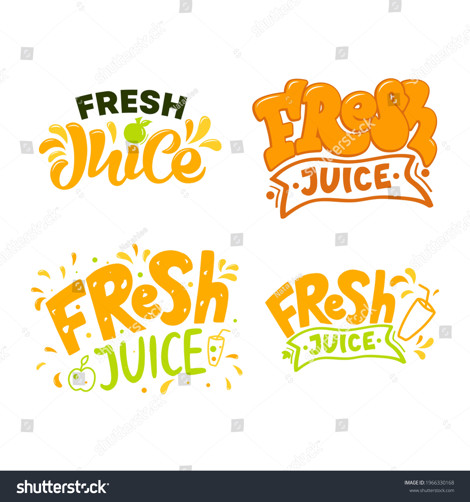 Fresh Juice Lettering Logo Set Stock Vector (Royalty Free) 1966330168 ...